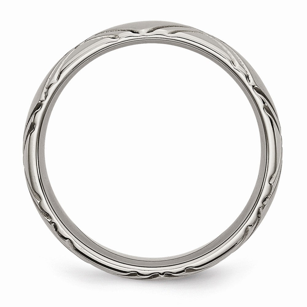 Chisel Titanium Criss-cross Design 6mm Brushed And Polished Wedding Band