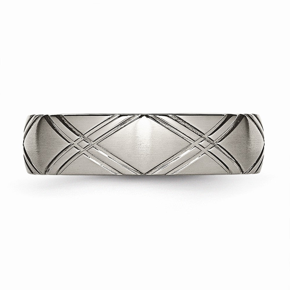 Chisel Titanium Criss-cross Design 6mm Brushed And Polished Wedding Band