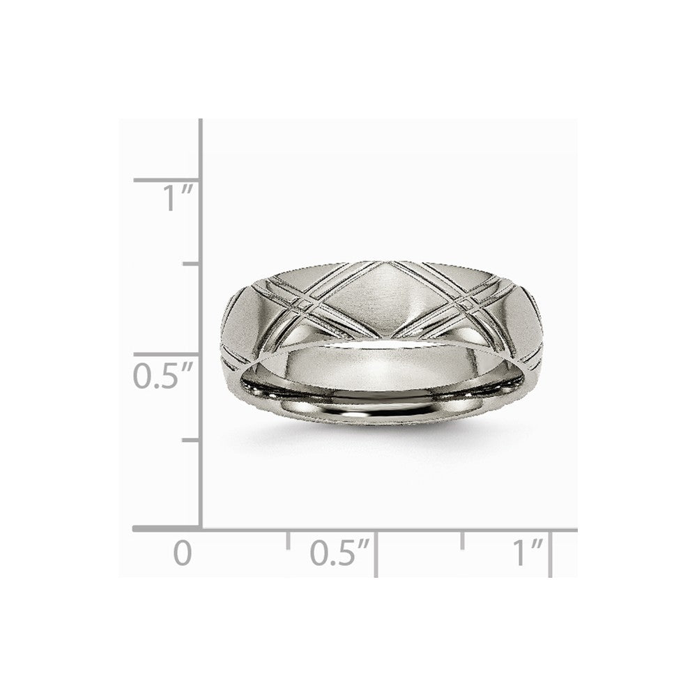 Chisel Titanium Criss-cross Design 6mm Brushed And Polished Wedding Band