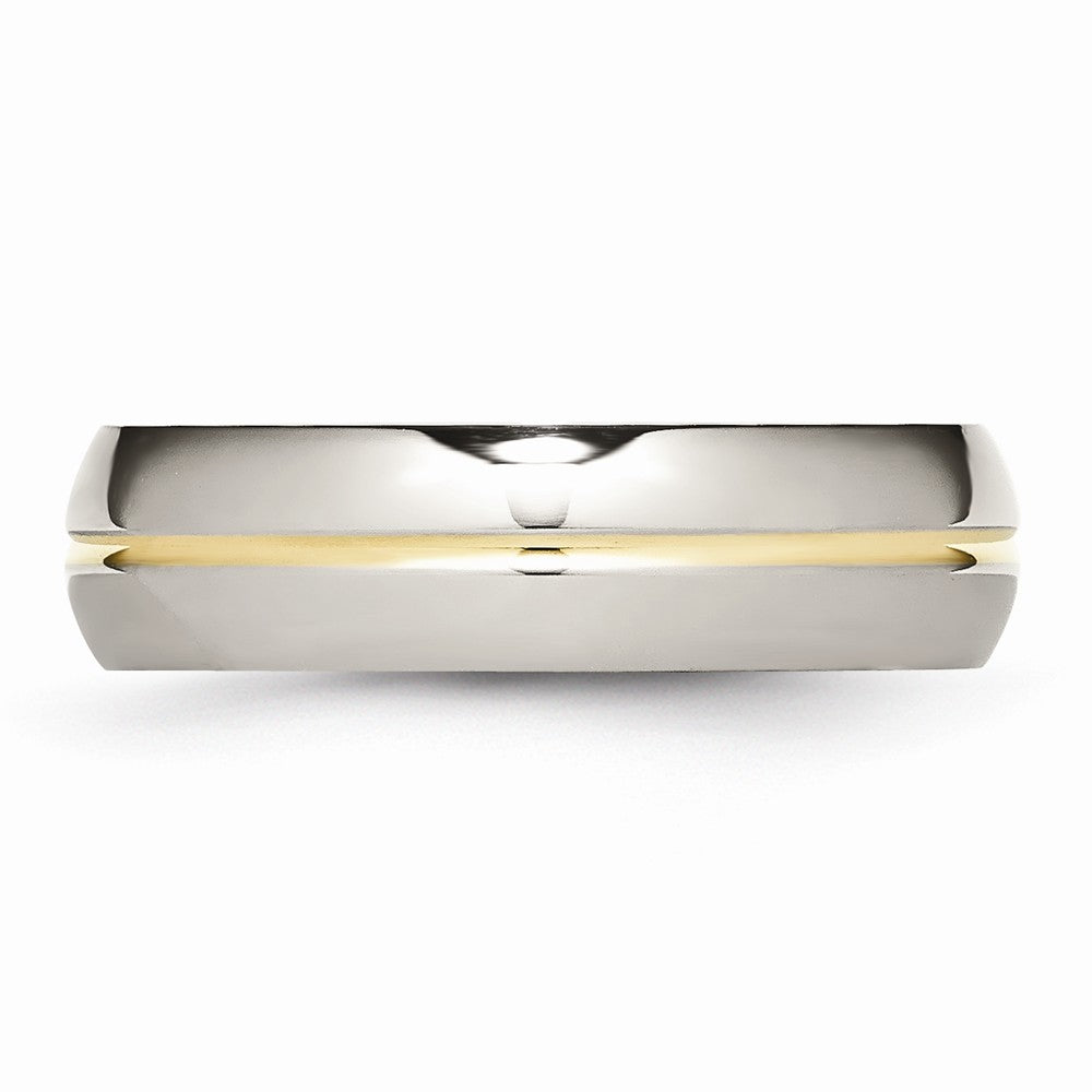Chisel Titanium Yellow Ip-plated Grooved 6mm Polished Wedding Band
