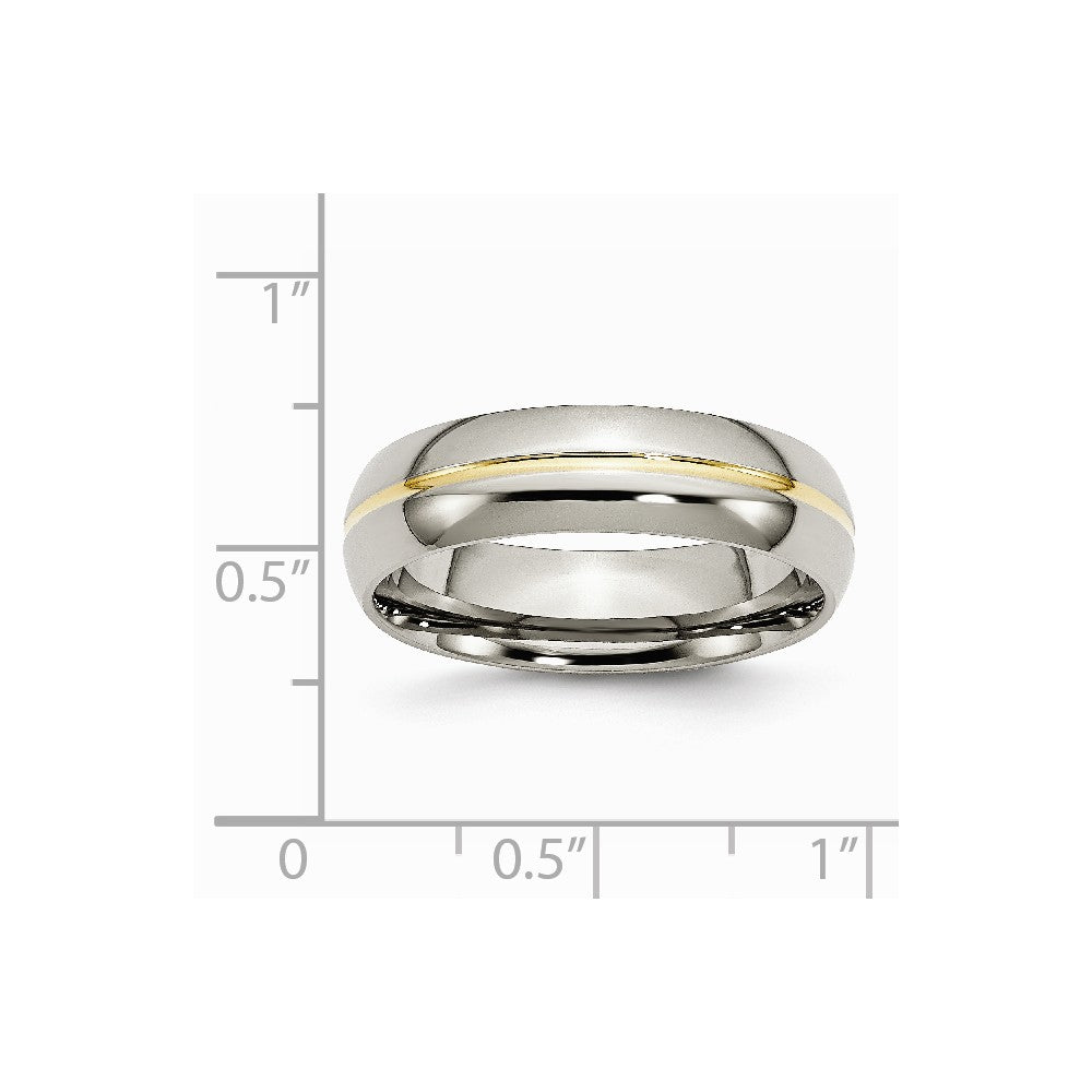 Chisel Titanium Yellow Ip-plated Grooved 6mm Polished Wedding Band