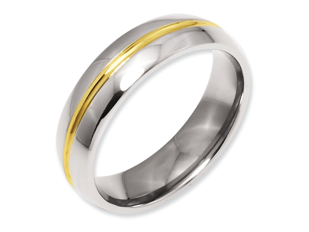 Chisel Titanium Yellow Ip-plated Grooved 6mm Polished Wedding Band