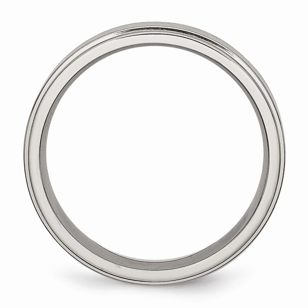 Chisel Titanium Ridged Edge 6mm Brushed And Polished Wedding Band