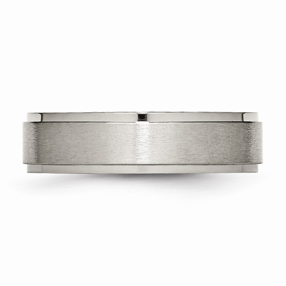 Chisel Titanium Ridged Edge 6mm Brushed And Polished Wedding Band