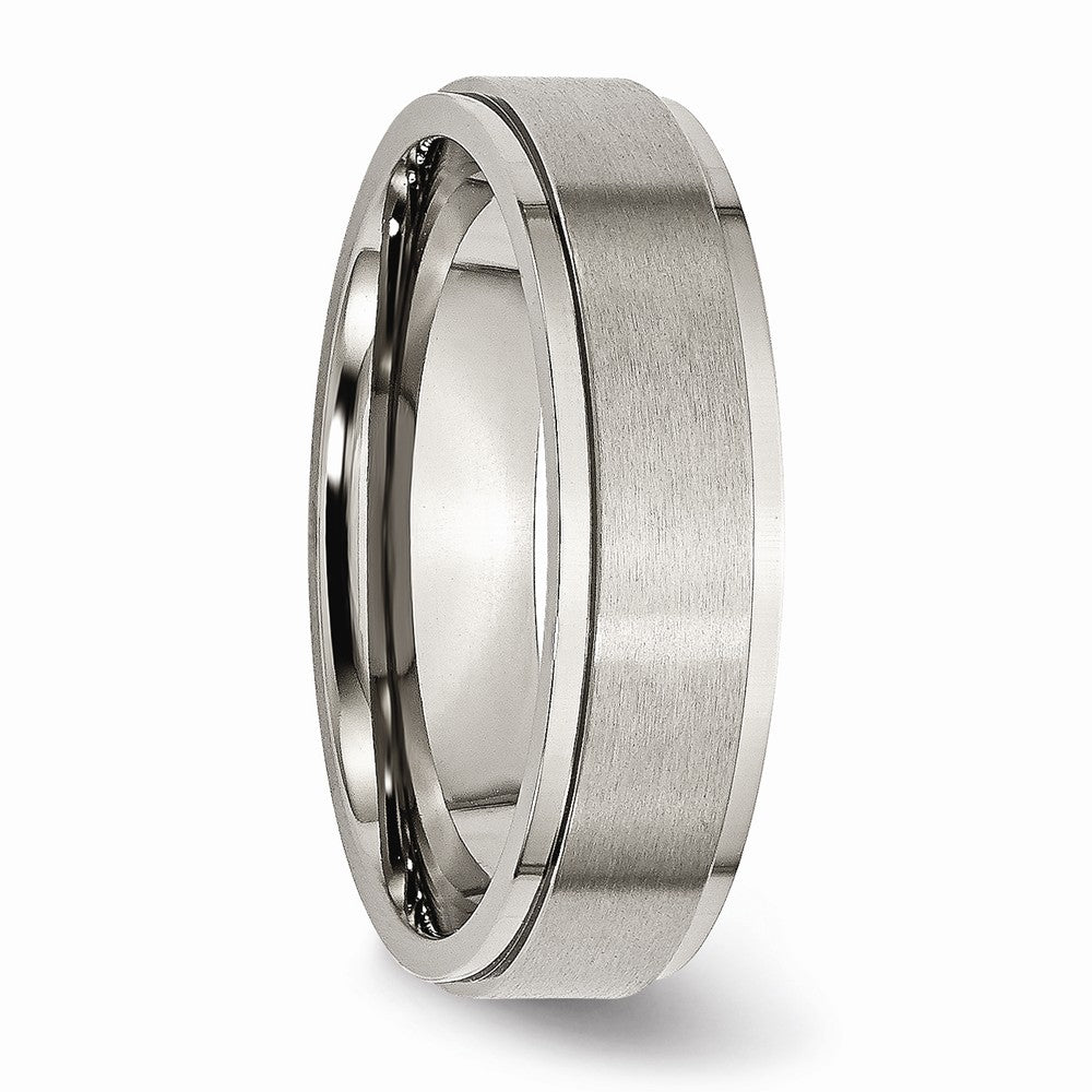 Chisel Titanium Ridged Edge 6mm Brushed And Polished Wedding Band