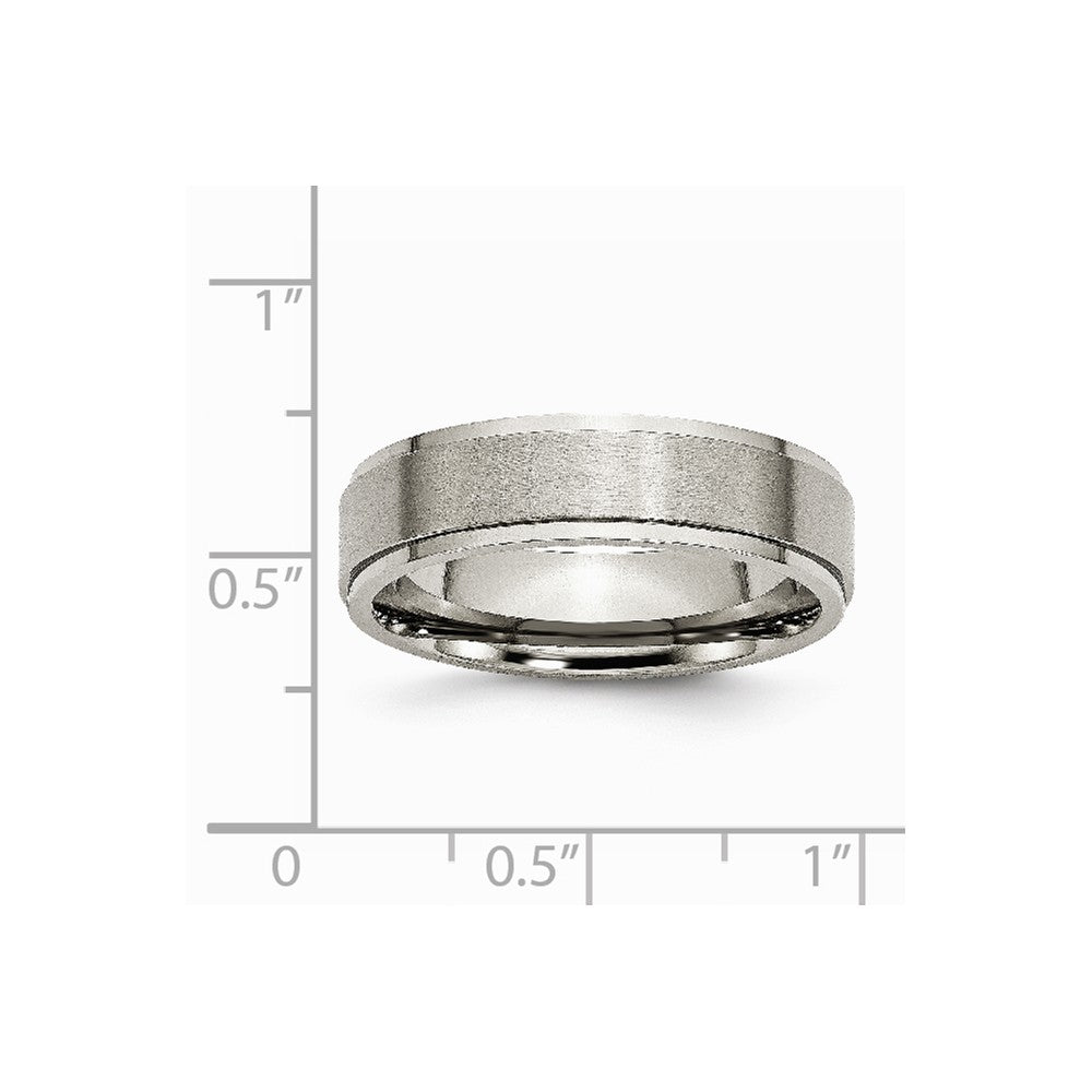 Chisel Titanium Ridged Edge 6mm Brushed And Polished Wedding Band