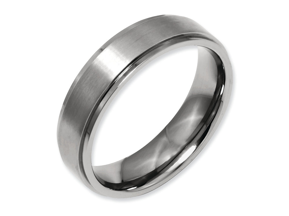 Chisel Titanium Ridged Edge 6mm Brushed And Polished Wedding Band