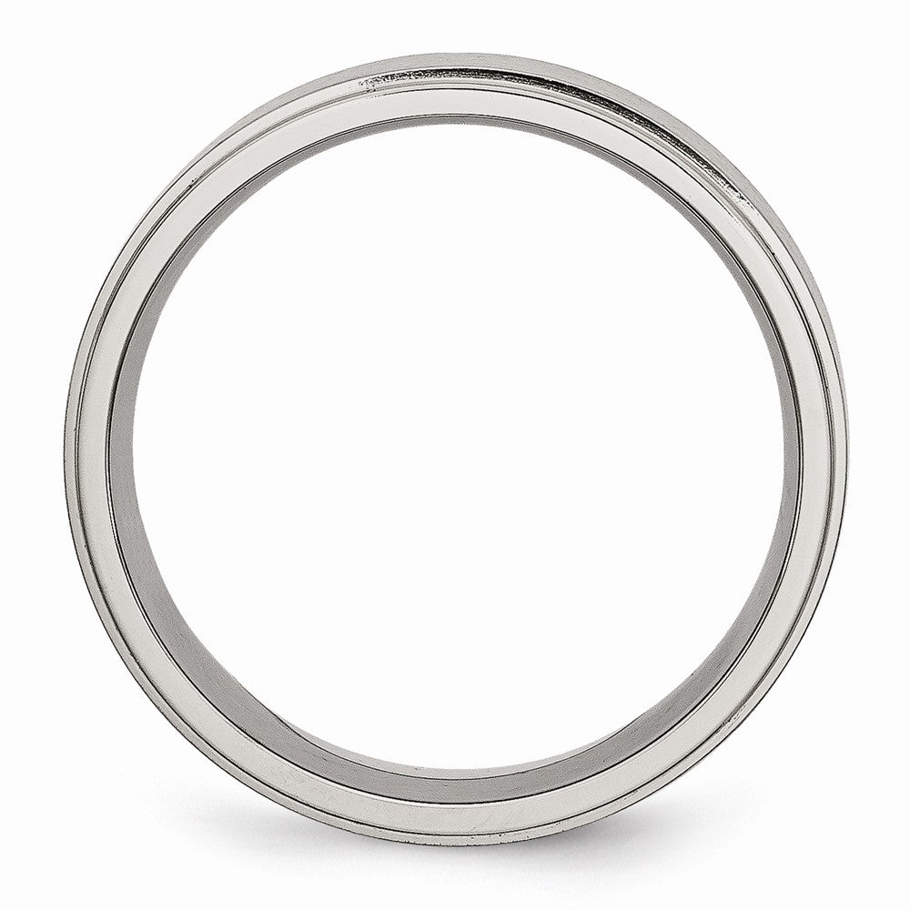 Chisel Titanium Ridged Edge 7mm Brushed And Polished Wedding Band