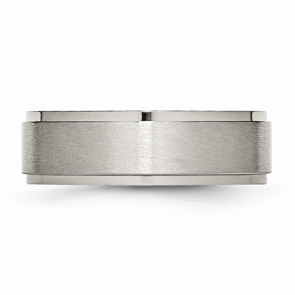 Chisel Titanium Ridged Edge 7mm Brushed And Polished Wedding Band