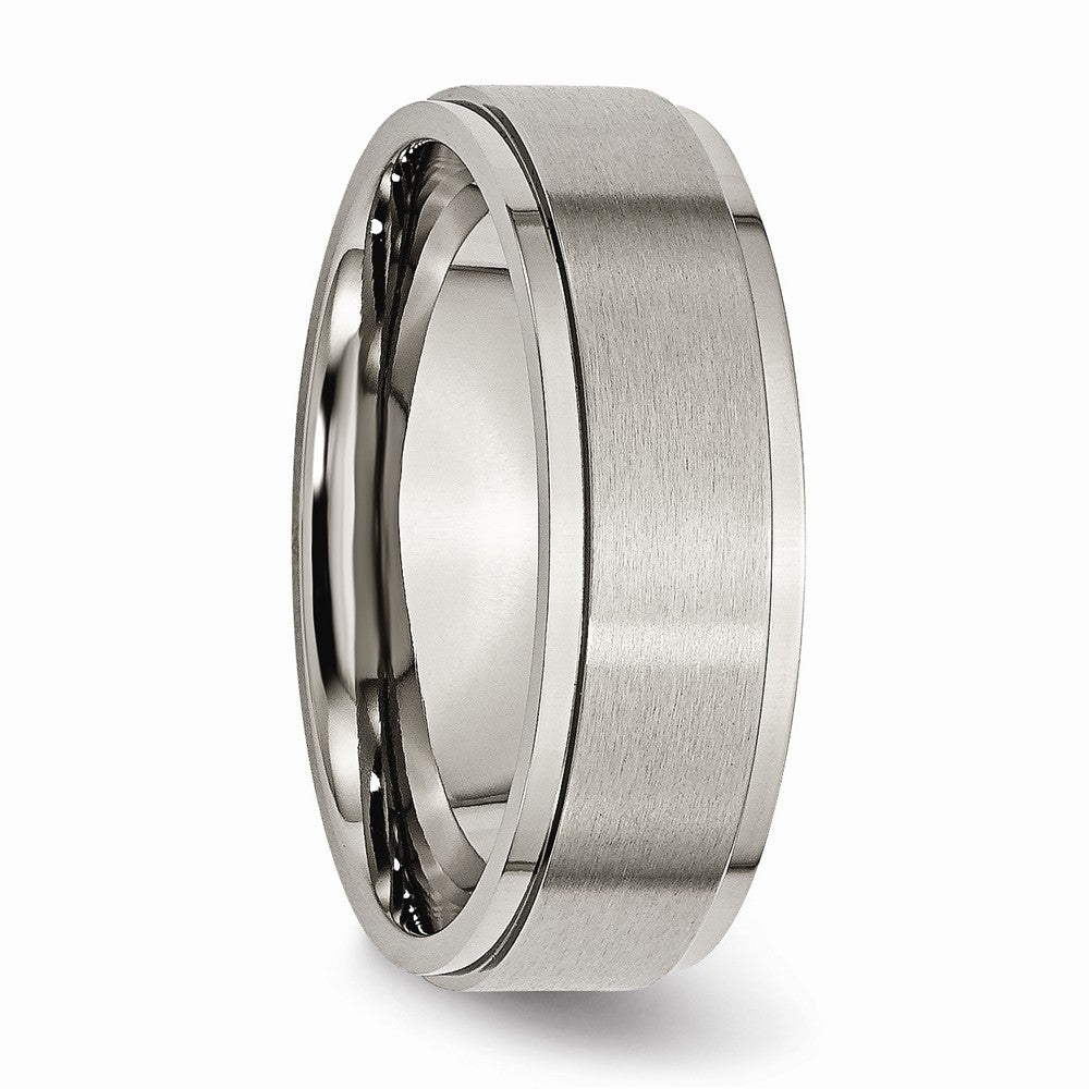 Chisel Titanium Ridged Edge 7mm Brushed And Polished Wedding Band