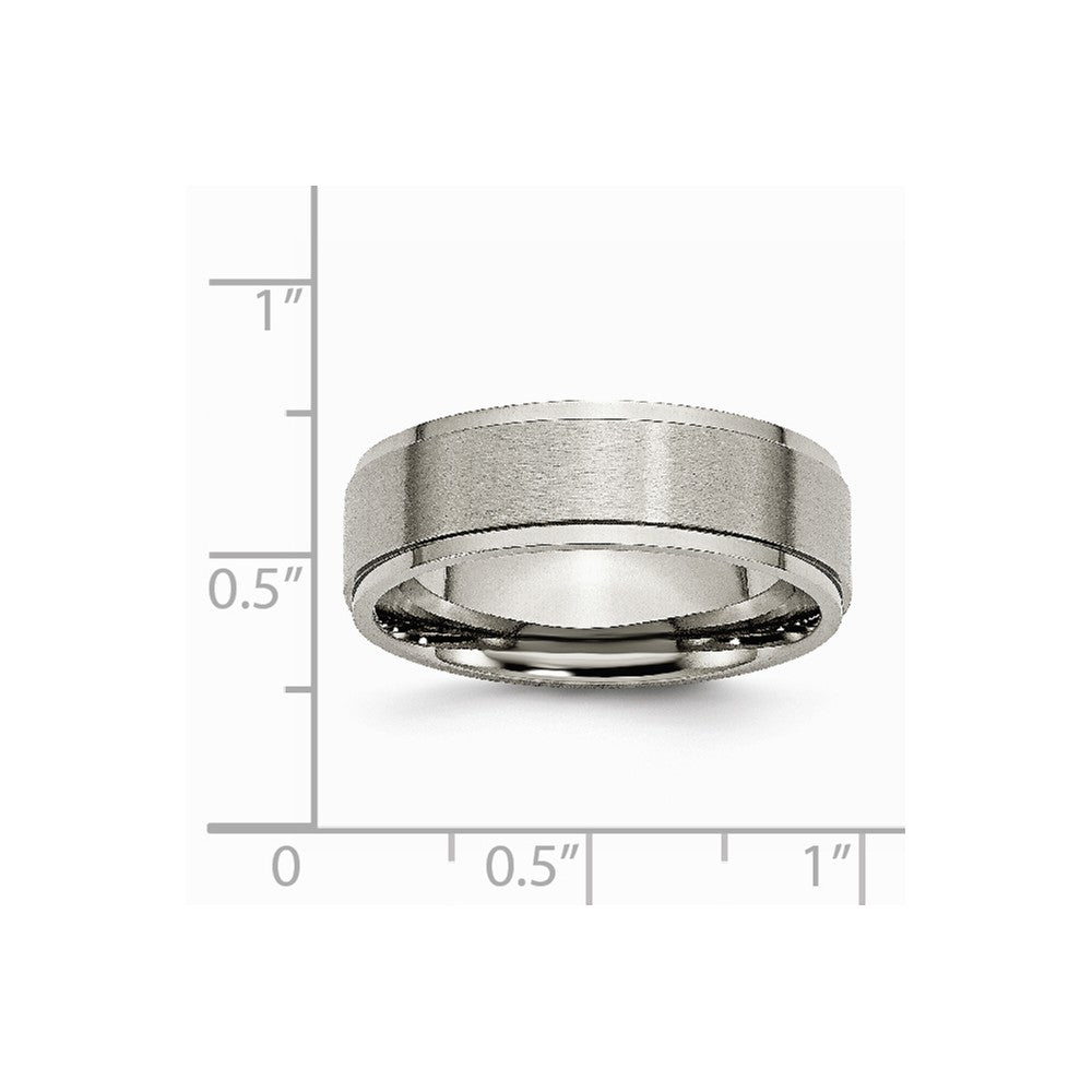 Chisel Titanium Ridged Edge 7mm Brushed And Polished Wedding Band