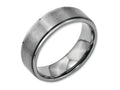 Chisel Titanium Ridged Edge 7mm Brushed And Polished Wedding Band