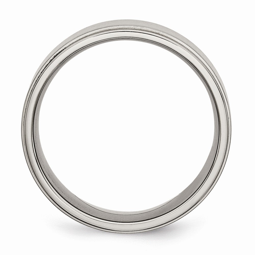 Chisel Titanium Ridged Edge 8mm Brushed And Polished Wedding Band