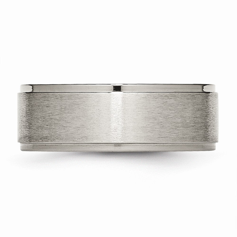 Chisel Titanium Ridged Edge 8mm Brushed And Polished Wedding Band