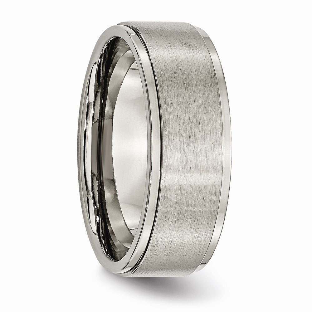 Chisel Titanium Ridged Edge 8mm Brushed And Polished Wedding Band