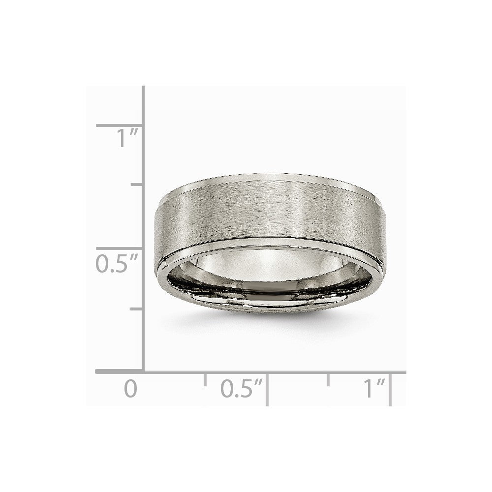 Chisel Titanium Ridged Edge 8mm Brushed And Polished Wedding Band