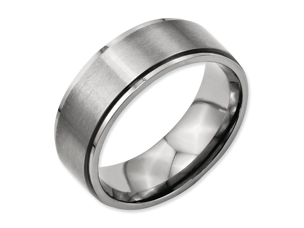Chisel Titanium Ridged Edge 8mm Brushed And Polished Wedding Band