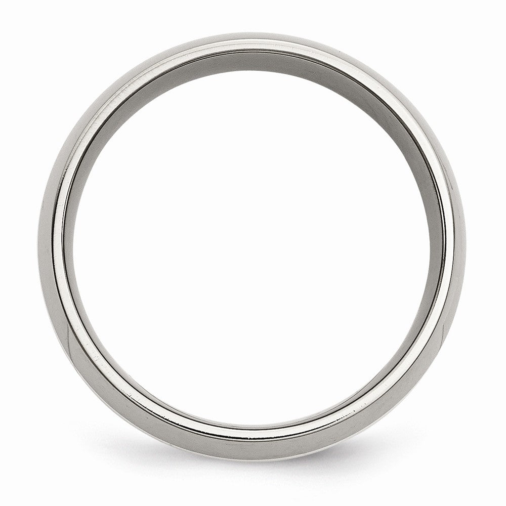 Chisel Titanium Sterling Silver Inlay 8mm Polished Wedding Band