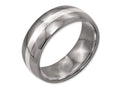Chisel Titanium Sterling Silver Inlay 8mm Polished Wedding Band