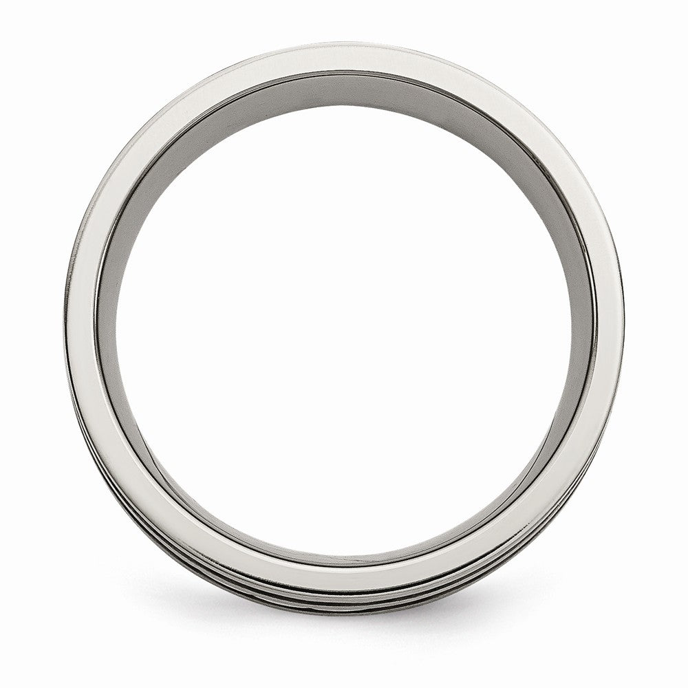 Chisel Titanium Sterling Silver Braided Inlay 8mm Brushed And Antiqued Wedding Band