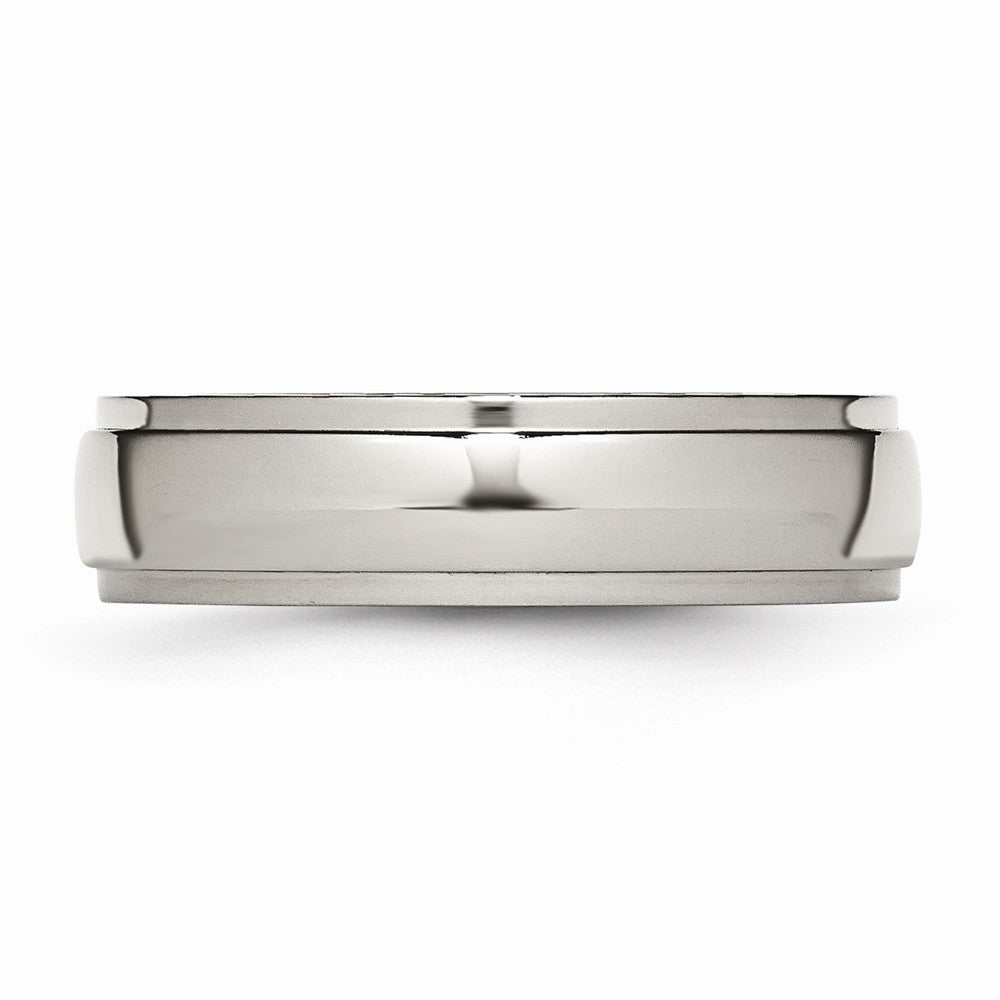Chisel Titanium Ridged Edge 6mm Polished Wedding Band