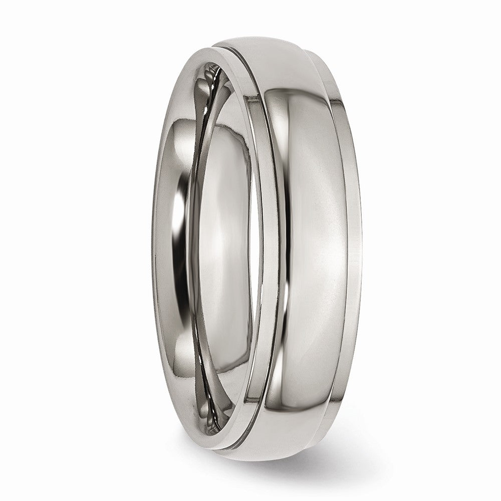 Chisel Titanium Ridged Edge 6mm Polished Wedding Band