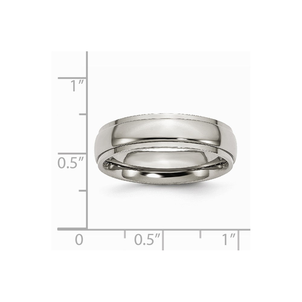 Chisel Titanium Ridged Edge 6mm Polished Wedding Band