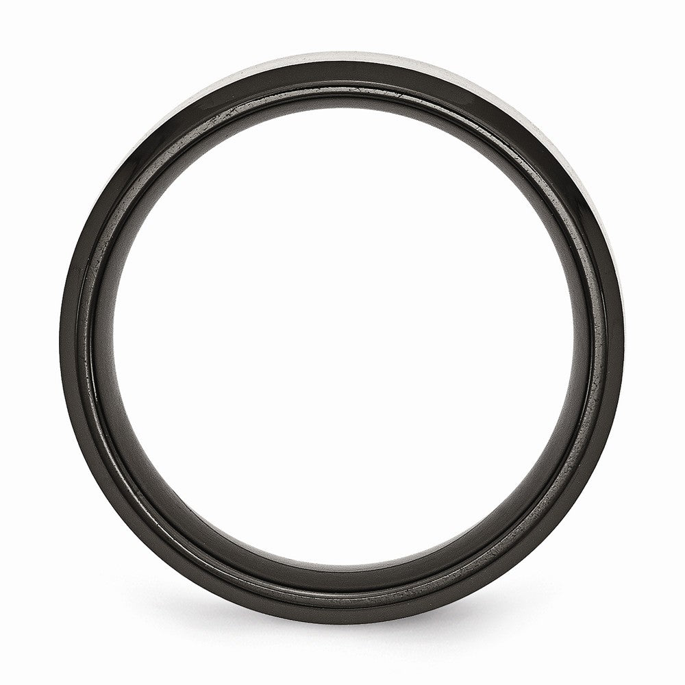 Chisel Titanium Beveled Edge Black Ip-plated 8mm Brushed Center Wedding Band