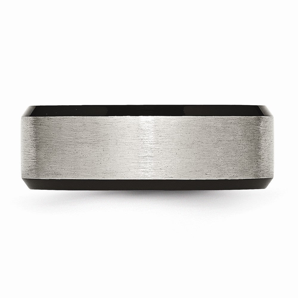 Chisel Titanium Beveled Edge Black Ip-plated 8mm Brushed Center Wedding Band