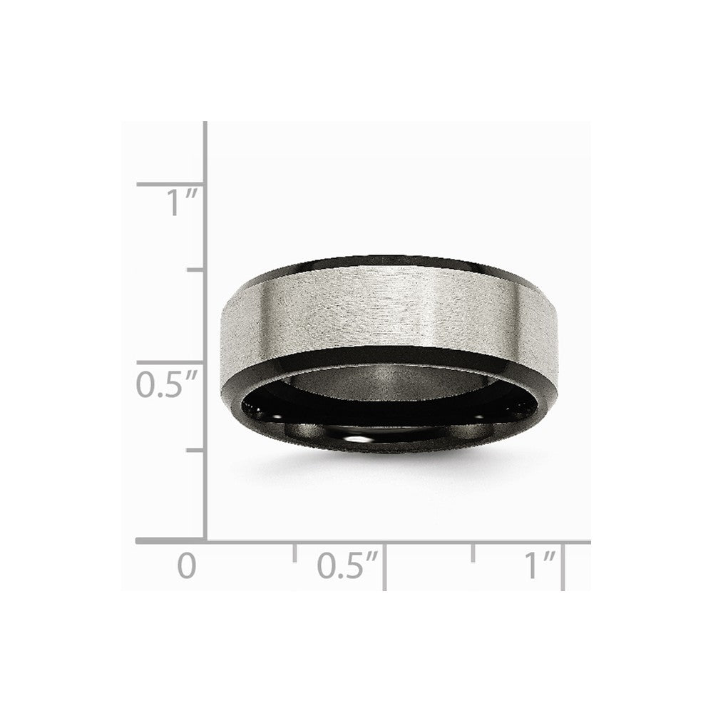 Chisel Titanium Beveled Edge Black Ip-plated 8mm Brushed Center Wedding Band