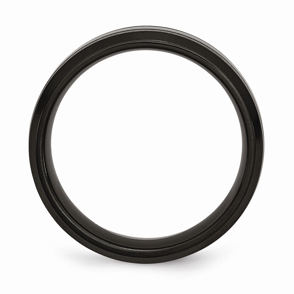 Chisel Titanium Black Ip-plated Grooved 7mm Wedding Band