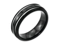 Chisel Titanium Black Ip-plated Grooved 7mm Wedding Band