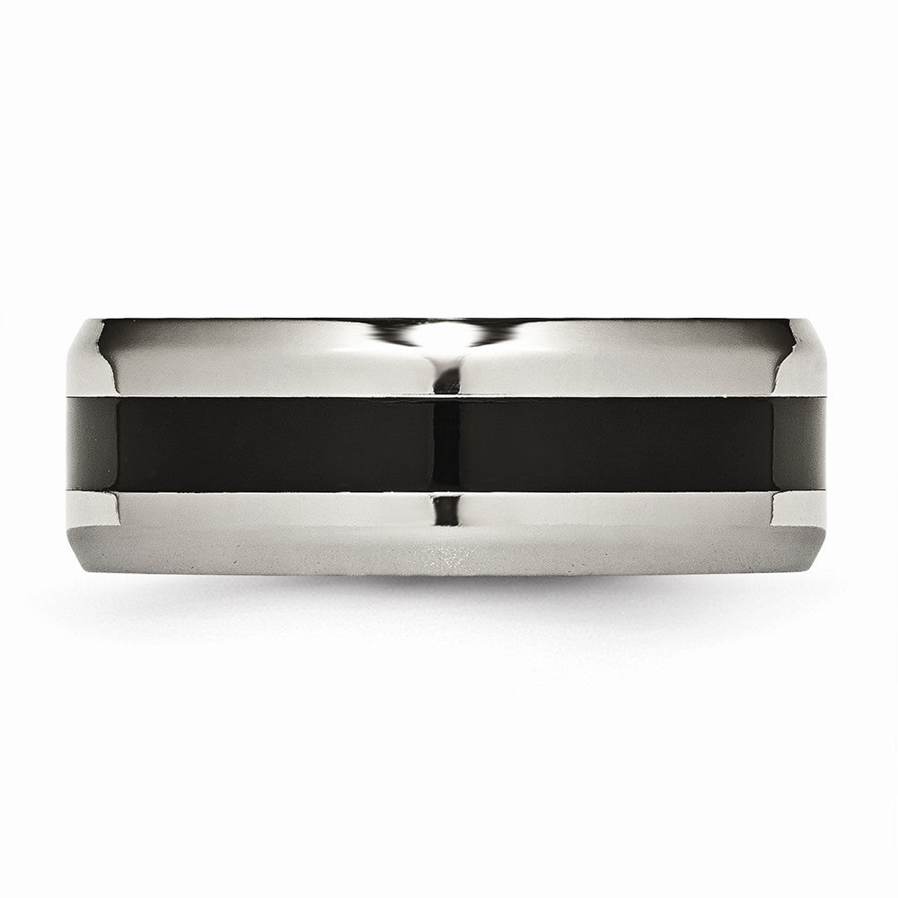 Chisel Titanium Black Enameled 8mm Polished Wedding Band