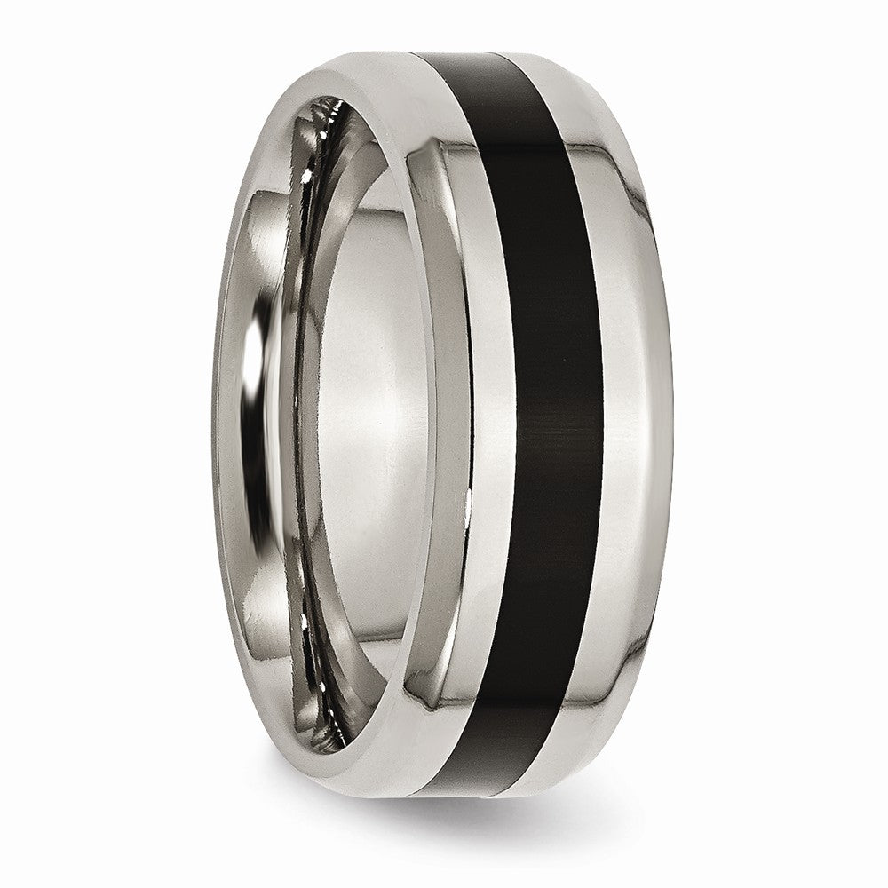 Chisel Titanium Black Enameled 8mm Polished Wedding Band