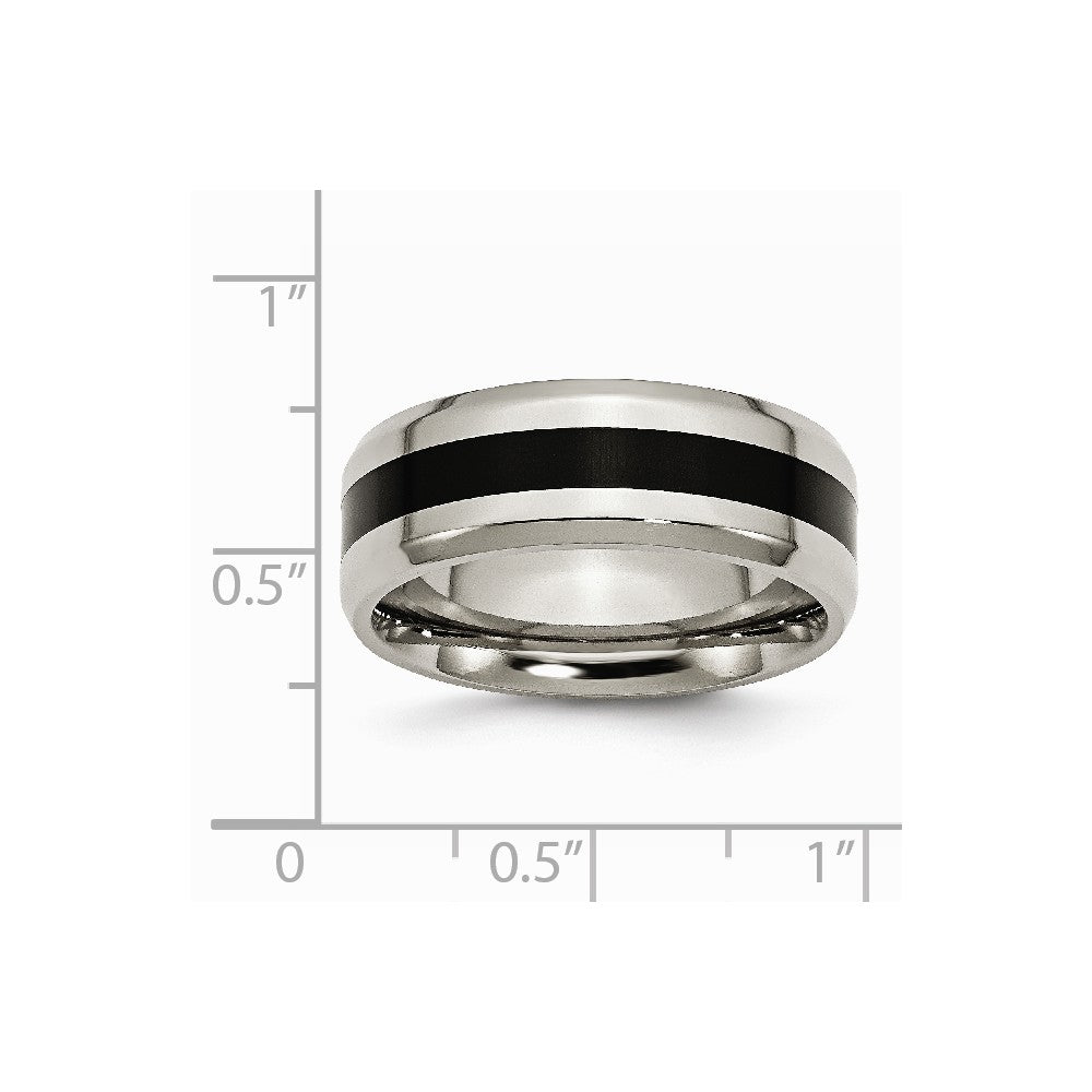 Chisel Titanium Black Enameled 8mm Polished Wedding Band