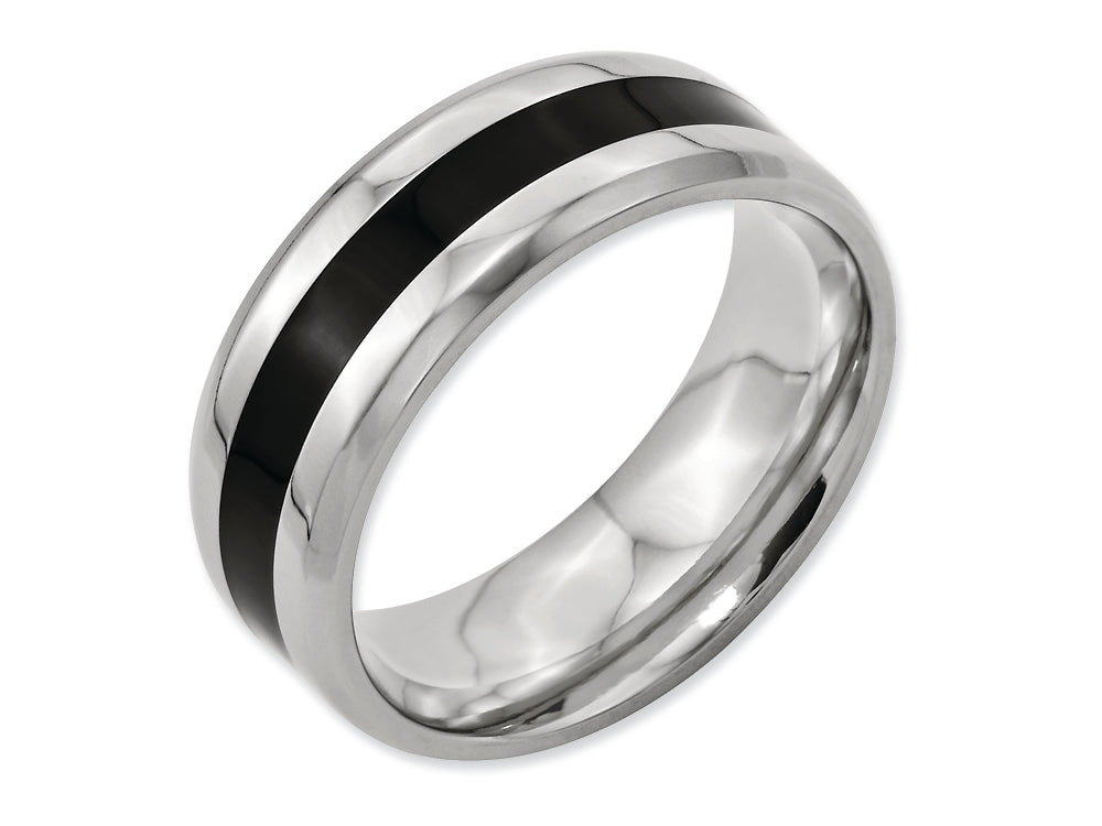 Chisel Titanium Black Enameled 8mm Polished Wedding Band