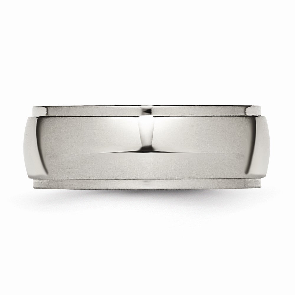 Chisel Titanium Ridged Edge 8mm Polished Wedding Band