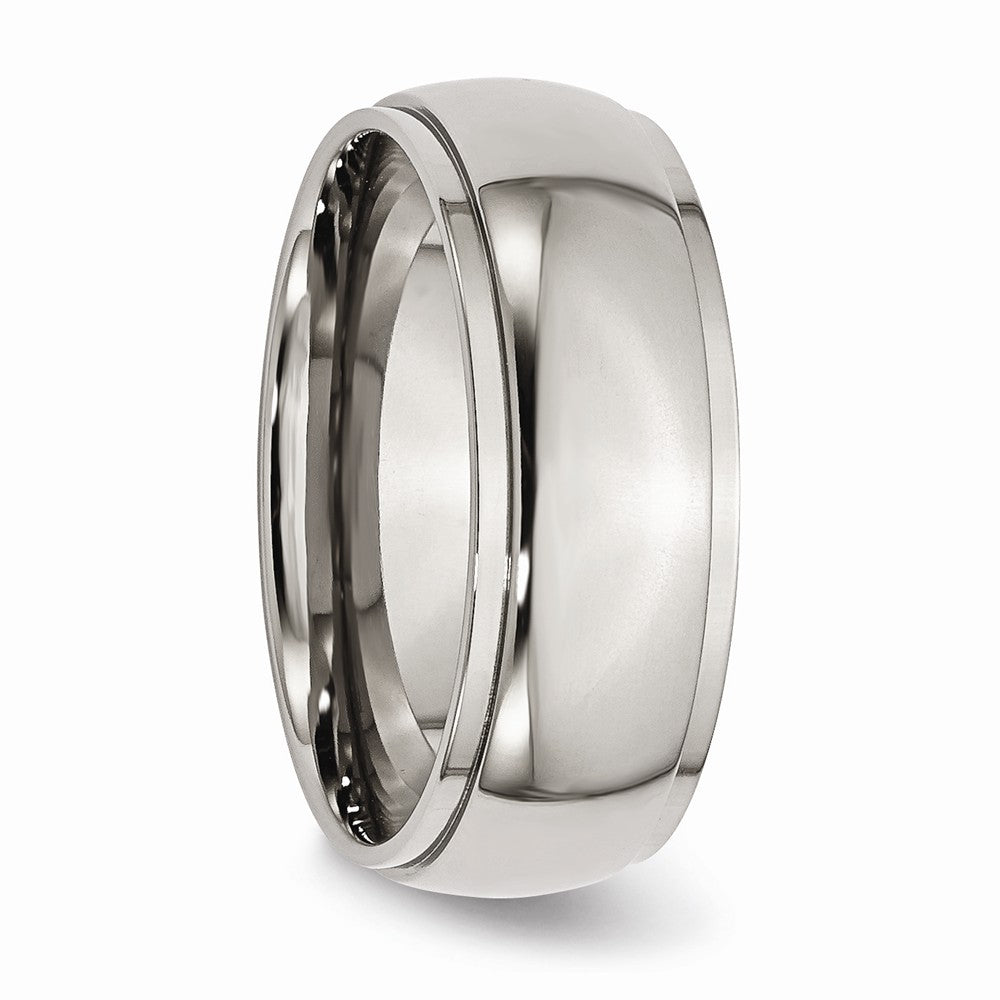 Chisel Titanium Ridged Edge 8mm Polished Wedding Band