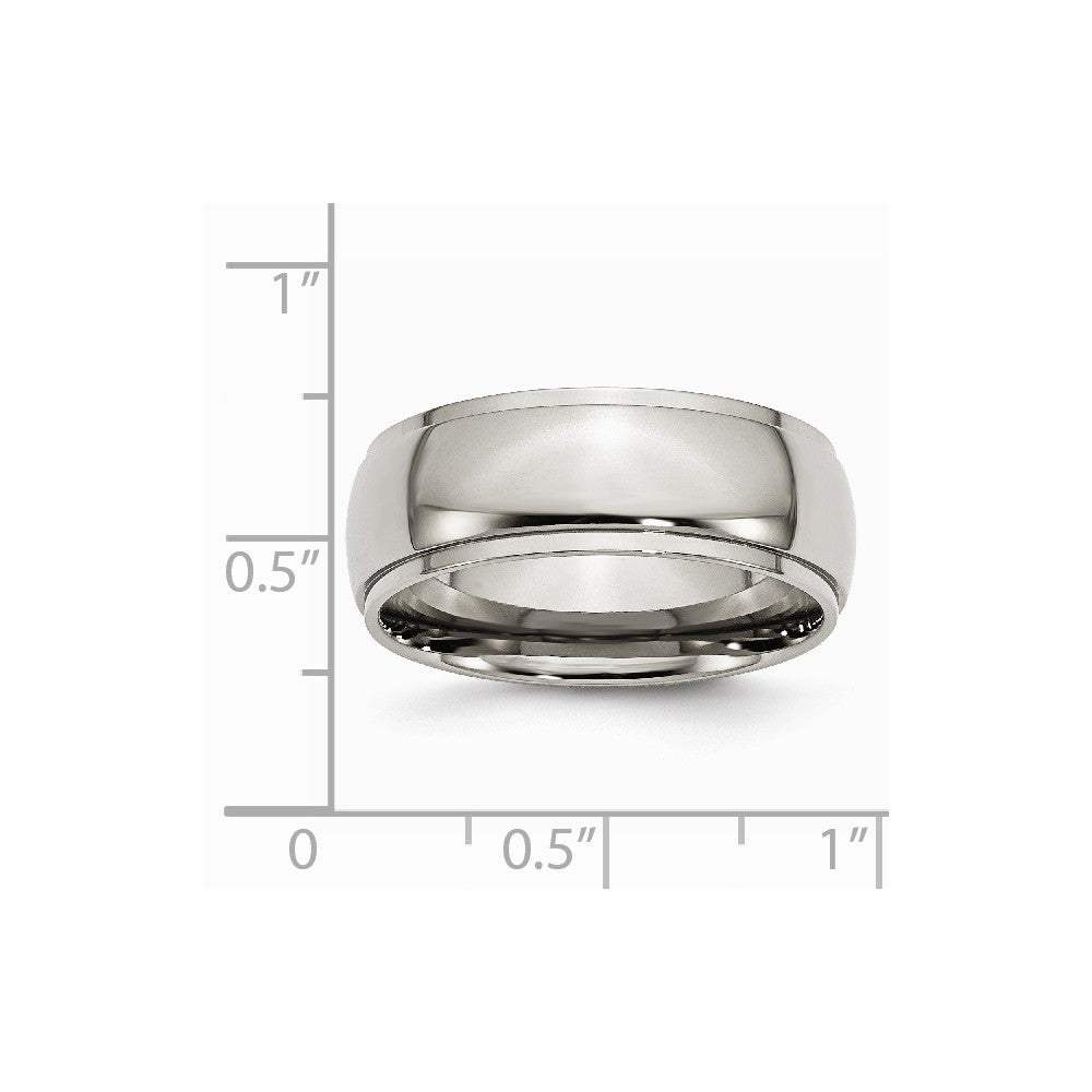 Chisel Titanium Ridged Edge 8mm Polished Wedding Band
