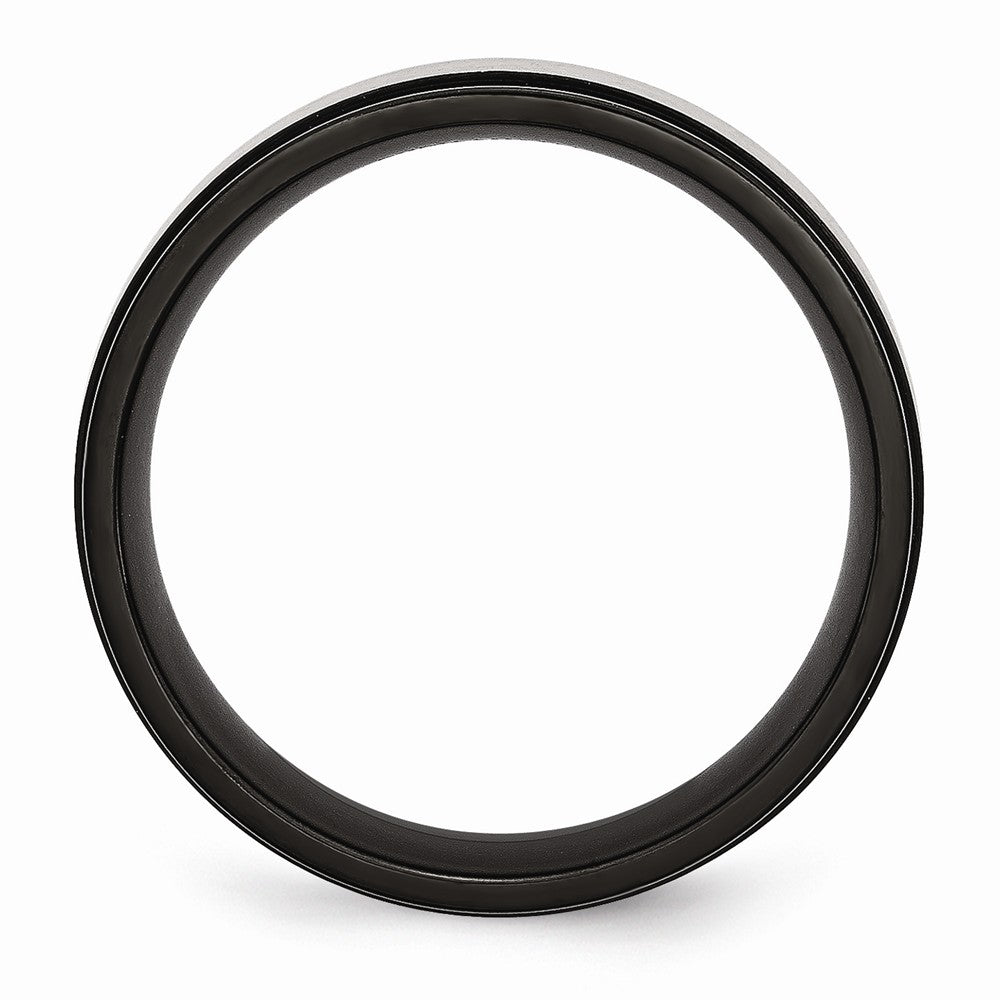 Chisel Titanium Beveled Edge 8mm Black Ip-plated Satin And Polished Wedding Band