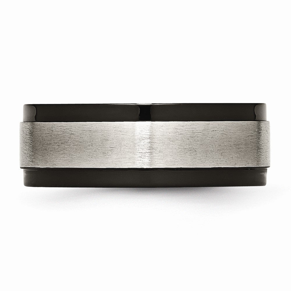 Chisel Titanium Beveled Edge 8mm Black Ip-plated Satin And Polished Wedding Band