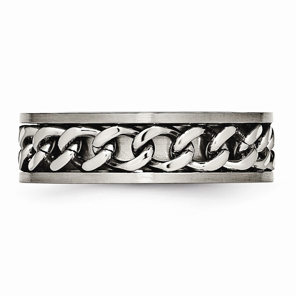 Chisel Titanium 7mm Chain Inlay Brushed Wedding Band
