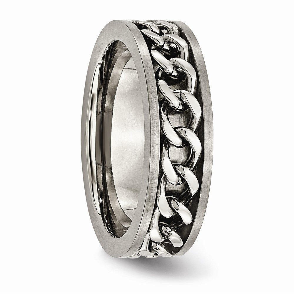 Chisel Titanium 7mm Chain Inlay Brushed Wedding Band