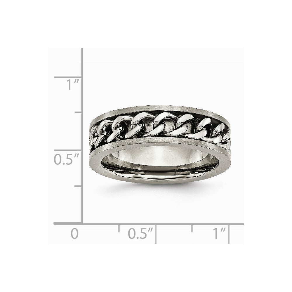 Chisel Titanium 7mm Chain Inlay Brushed Wedding Band