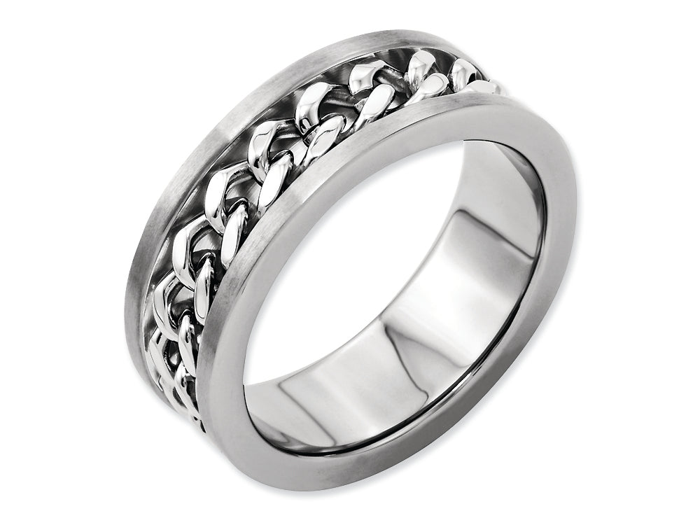 Chisel Titanium 7mm Chain Inlay Brushed Wedding Band