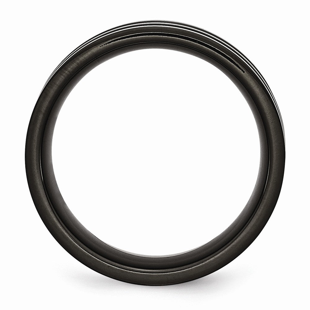 Chisel Titanium 8mm Black Ip-plated With Carbon Fiber Inlay Polished Wedding Band