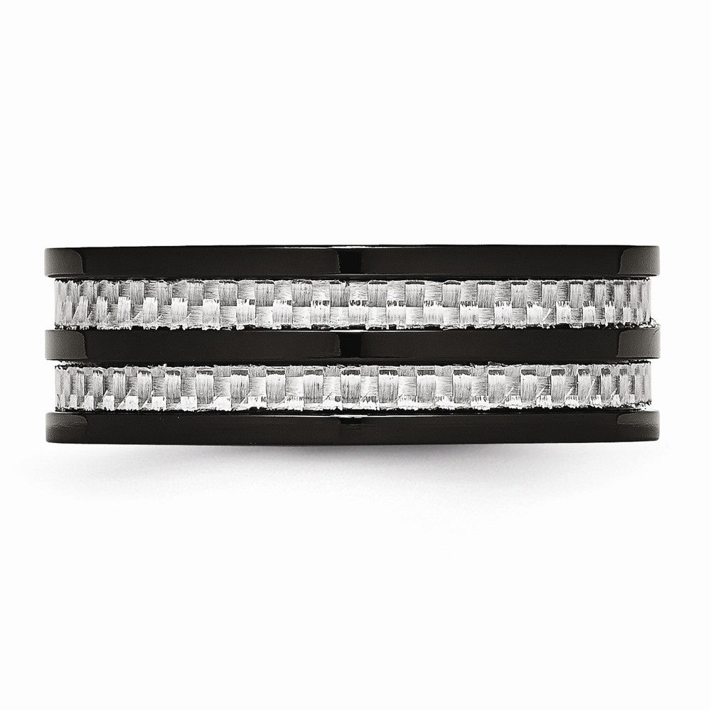 Chisel Titanium 8mm Black Ip-plated With Carbon Fiber Inlay Polished Wedding Band
