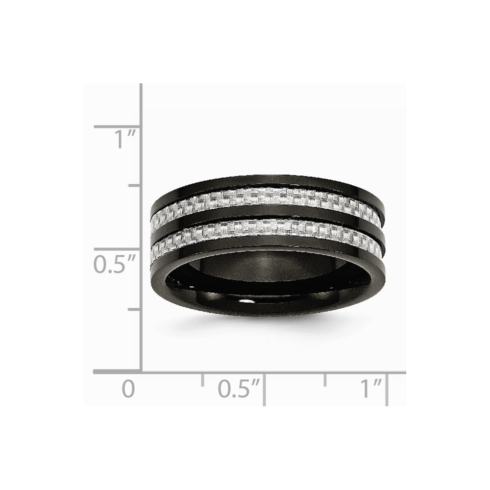 Chisel Titanium 8mm Black Ip-plated With Carbon Fiber Inlay Polished Wedding Band