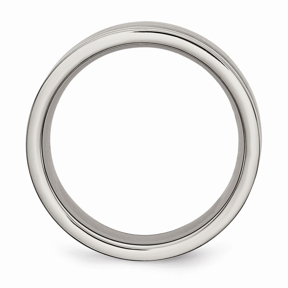 Chisel Titanium 8mm Polished With Black Carbon Fiber Inlay Wedding Band
