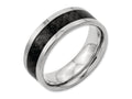 Chisel Titanium 8mm Polished With Black Carbon Fiber Inlay Wedding Band